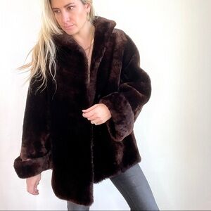 Vintage Brown Faux Fur Coat Size Medium to Large